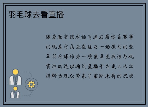 羽毛球去看直播